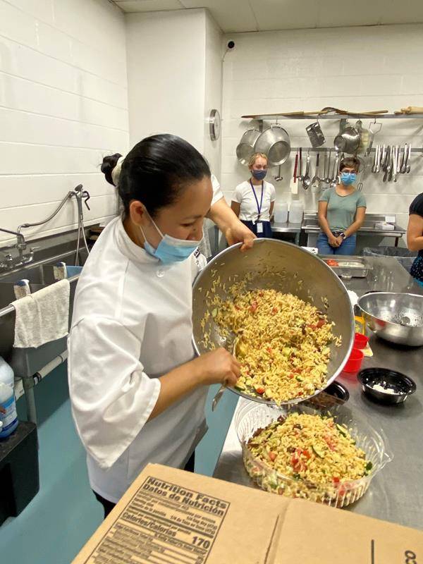  She made a delicious Greek orzo salad for all to share. 