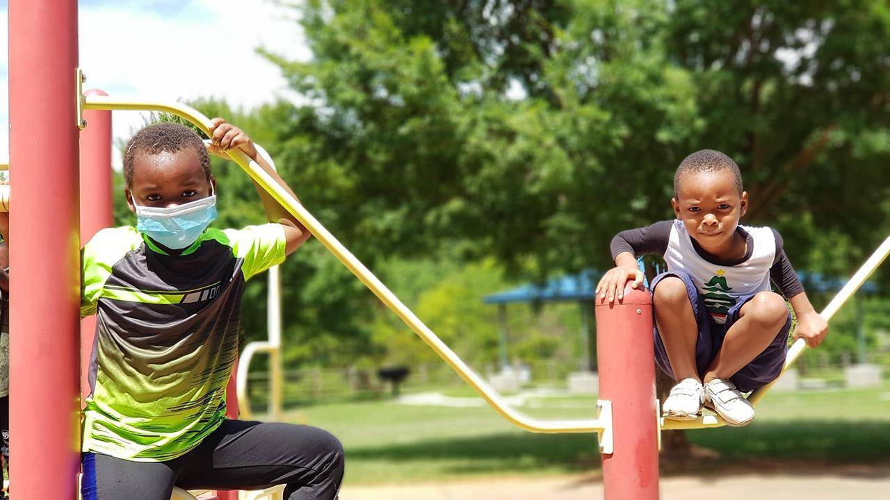 Elementary-aged campers visited Sheffield Park in Charlotte for a fun day on the playground.