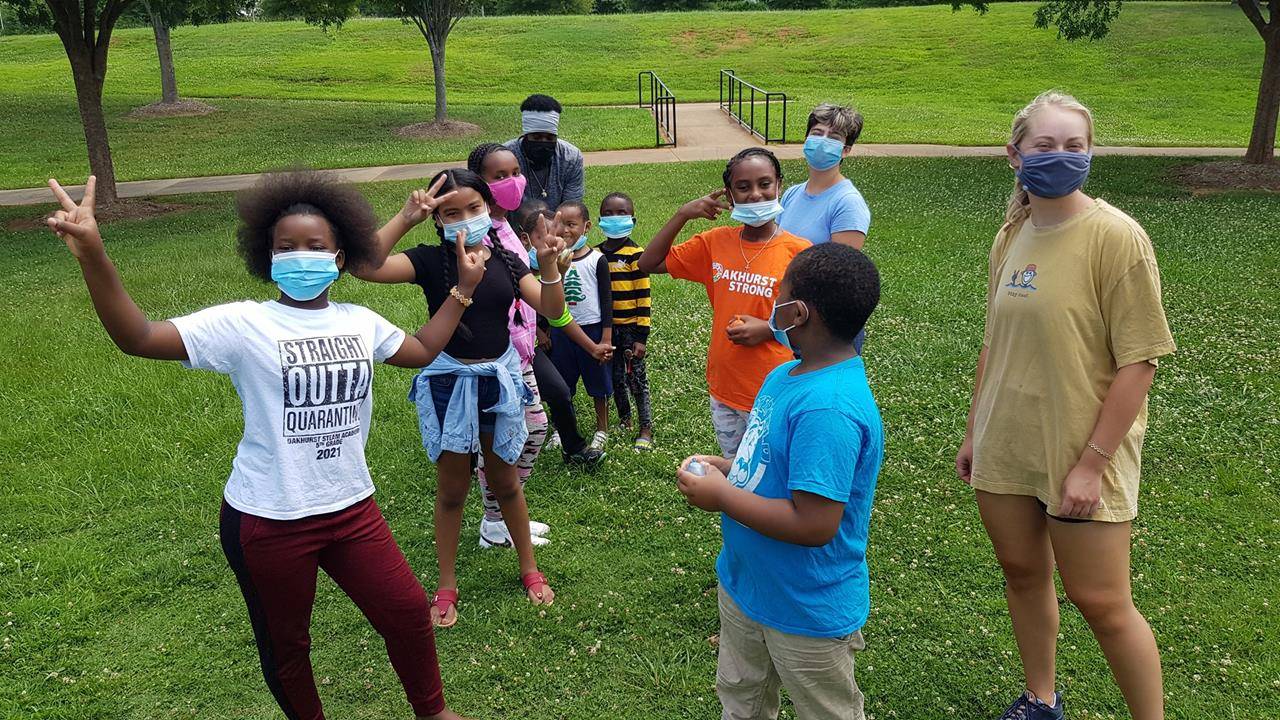 Elementary-aged campers visited Sheffield Park in Charlotte for a fun day on the playground.